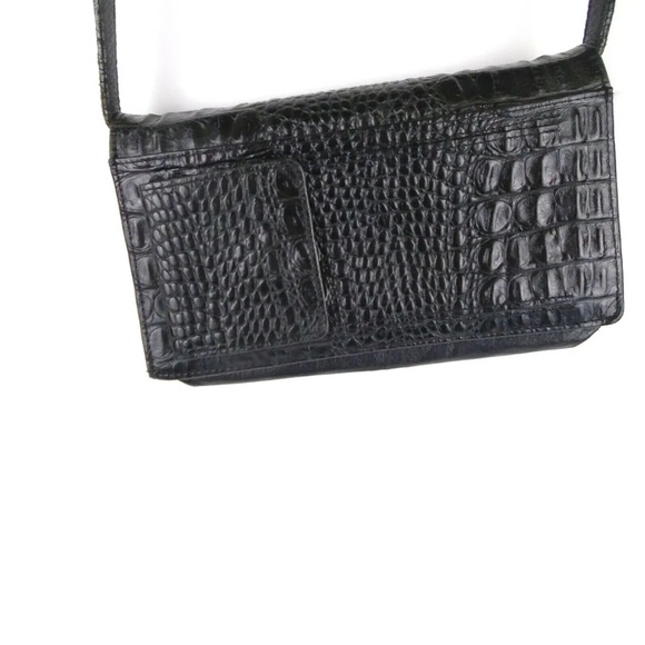 Vintage Brighton Black Croc Embossed Leather Crossbody Purse #34540 - Picture 2 of 5